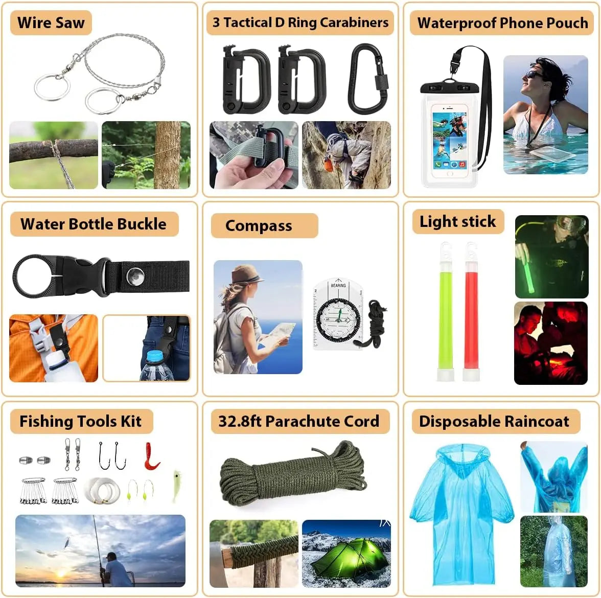 250Pcs Survival Gear First Aid Kit with Molle Bag & Emergency Tent for Outdoor Adventure, Hiking, Hunting - Ideal Gifts