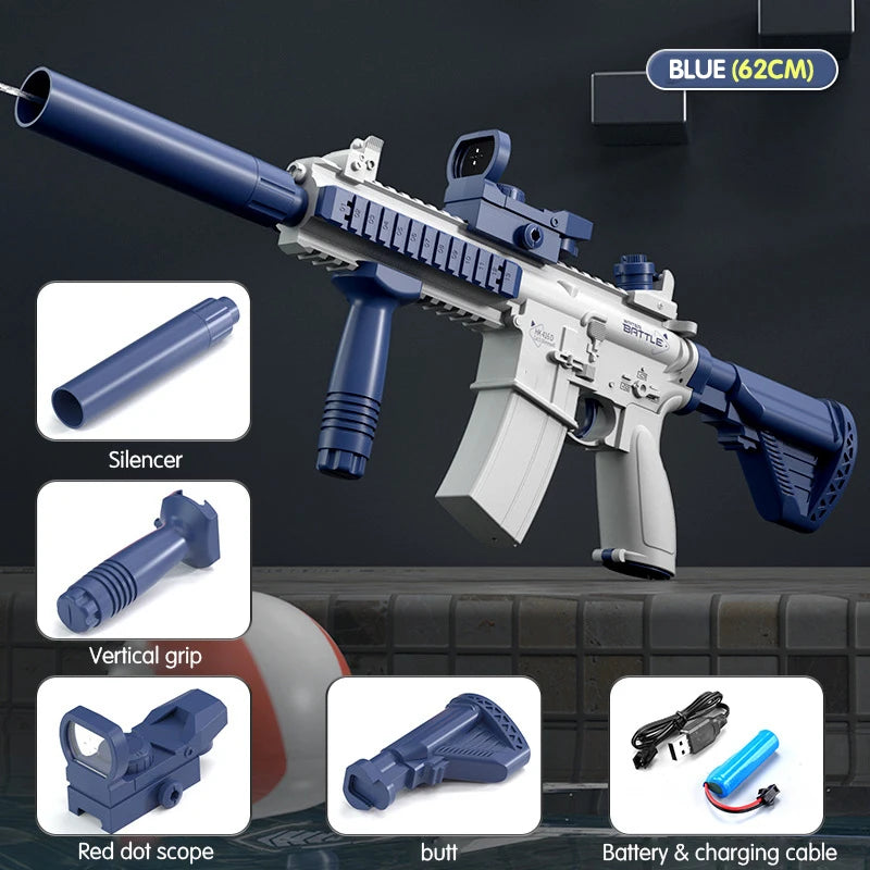 M416 Electric Water Gun Pistol 10M Long Range Portable Guns Children pool Beach Outdoor Fight Shooting Toys for Boys Kid Games