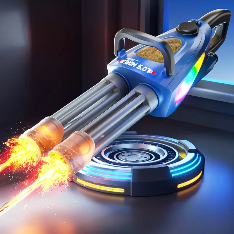 Gatling Rotating Barrel Electric Water Gun With LED Mouth Light, Dual Water Dispensing Function, Can Be Used With External Water