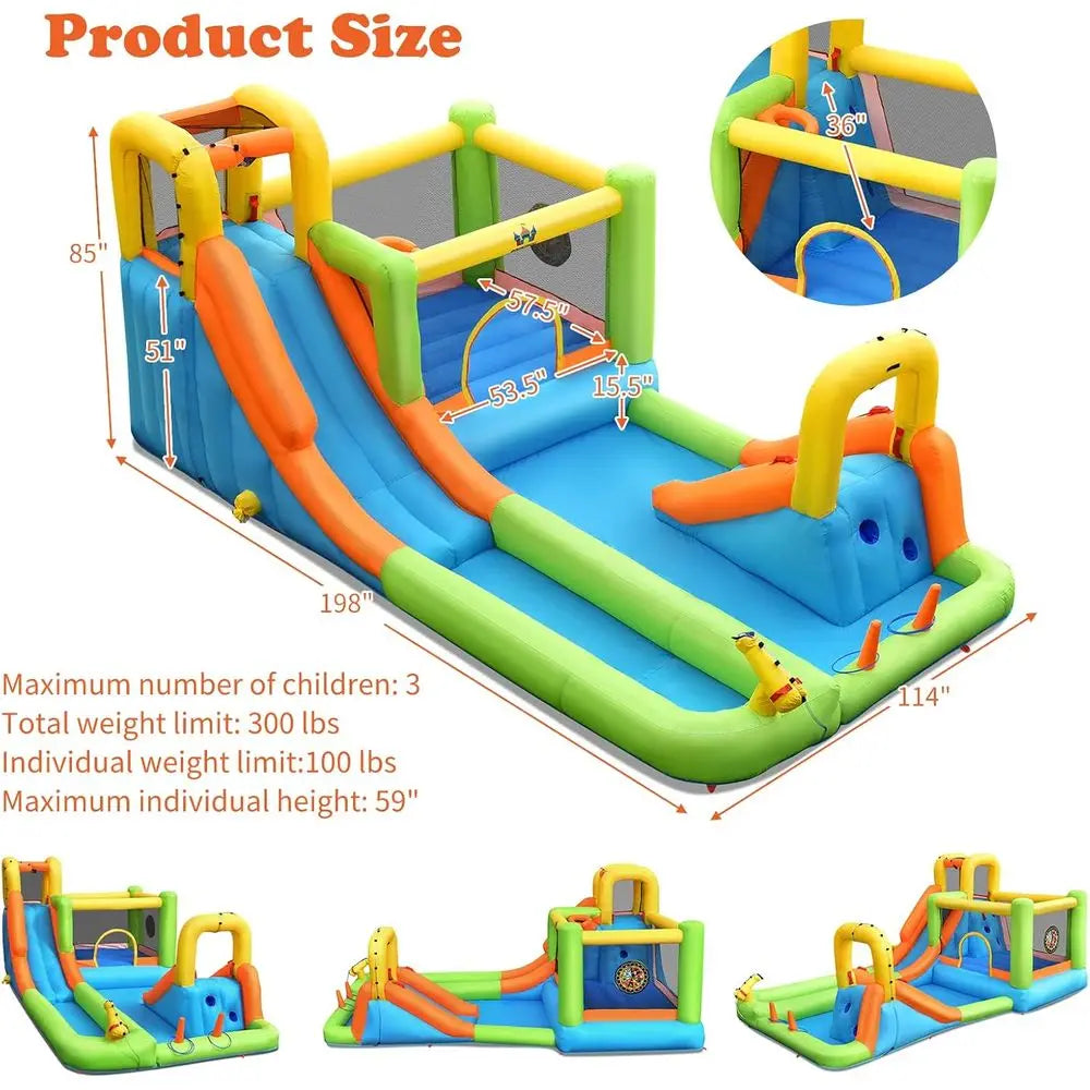 Giant Iatable Bounce House & Water Park - 8 in 1 Fun for Kids and Adults - Climbing, Slides, Splash Pool - Backyard Ou