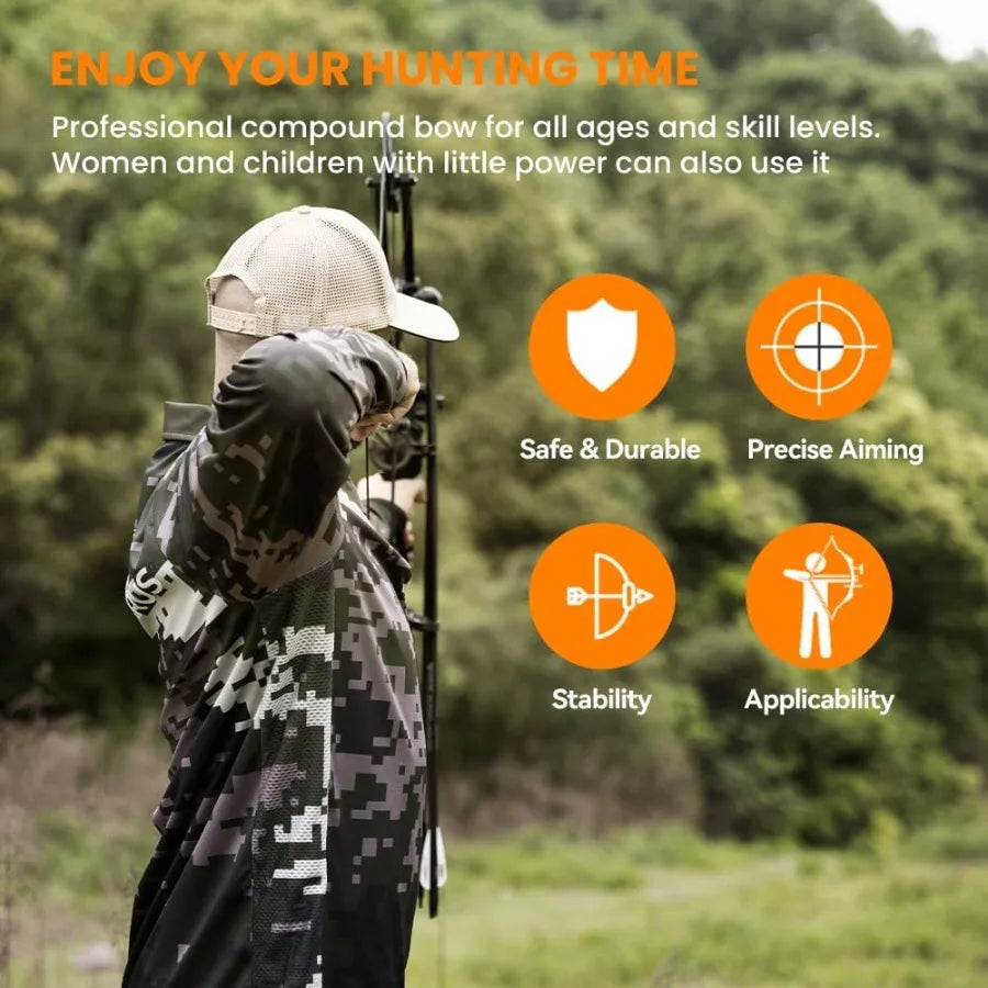 Archery Ready to Hunt Compound Bow Package for Adults and Teens25"-31" Draw Length 0-70 Lbs Draw Weight Adjustable up to 320 fp
