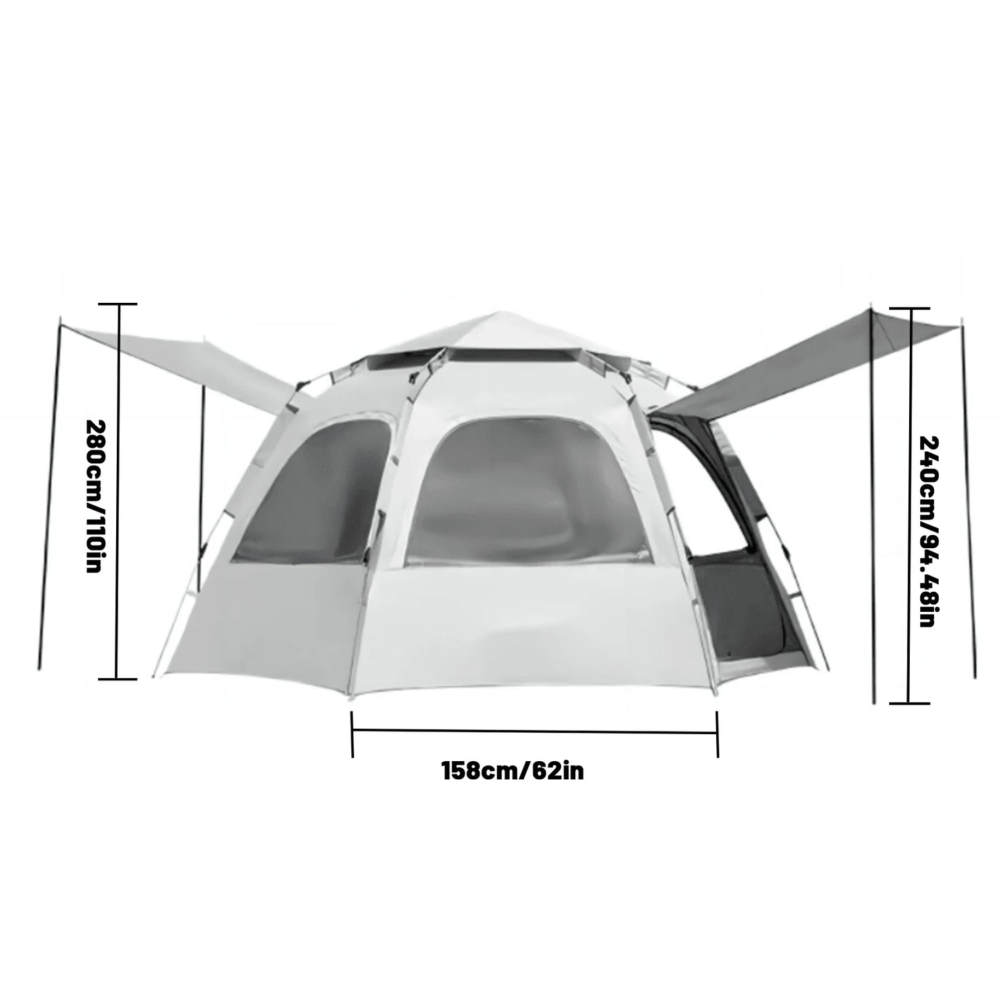 Pop up tents for camping waterproof Portable Windproof tents for 4 person family tent with Skylight and 2 Doors with Poles