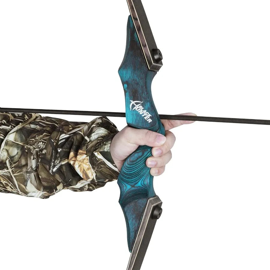 OBTOUTDOOR Black Hunter Takedown Recurve Bows for Adults Archery Bow Set Hunting Bow 60" 20-60 lbs Right Hand Wooden Riser with
