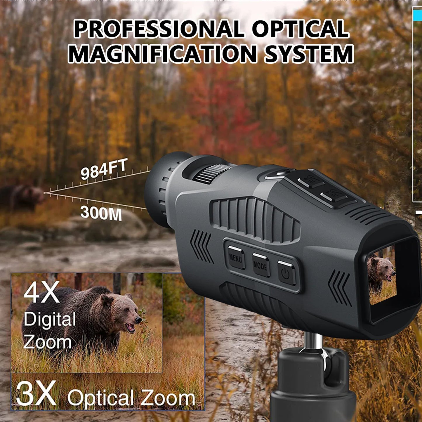 Night Vision Goggles Monocular Telescope R11 Digital Night Vision Monocular with 1080p Video 5X Digital Zoom 300m Long Distance