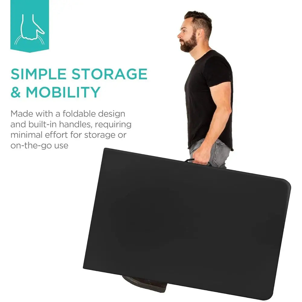 8ft Plastic Folding Table, Indoor Outdoor Heavy Duty Portable w/Handle, Lock for Picnic, Party, Pong, Camping - Black