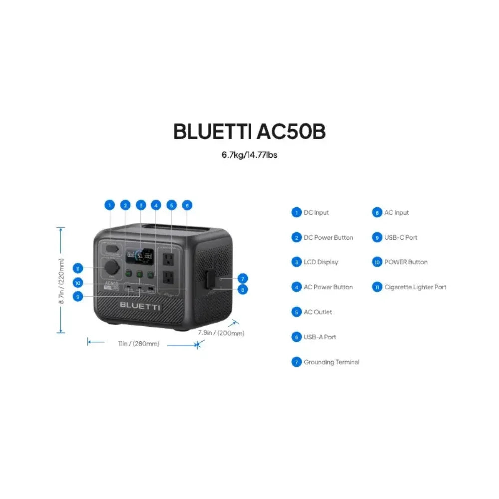 BLUETTI AC50B Portable Power Station | 700W 448Wh Compact Reliable Energy for Outdoor and Emergency Use