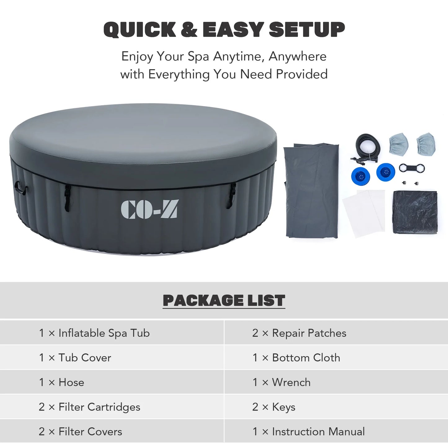 Outdoor 6 Person Round Whirlpool Inflatable Hot Tub Spa Jet 130 Massaging gray