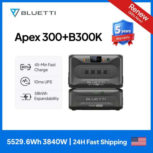 【RENEW 】BLUETTI Apex 300+B300K 5529.6Wh Portable Power Station High Capacity Fast Charging Outdoor Generator