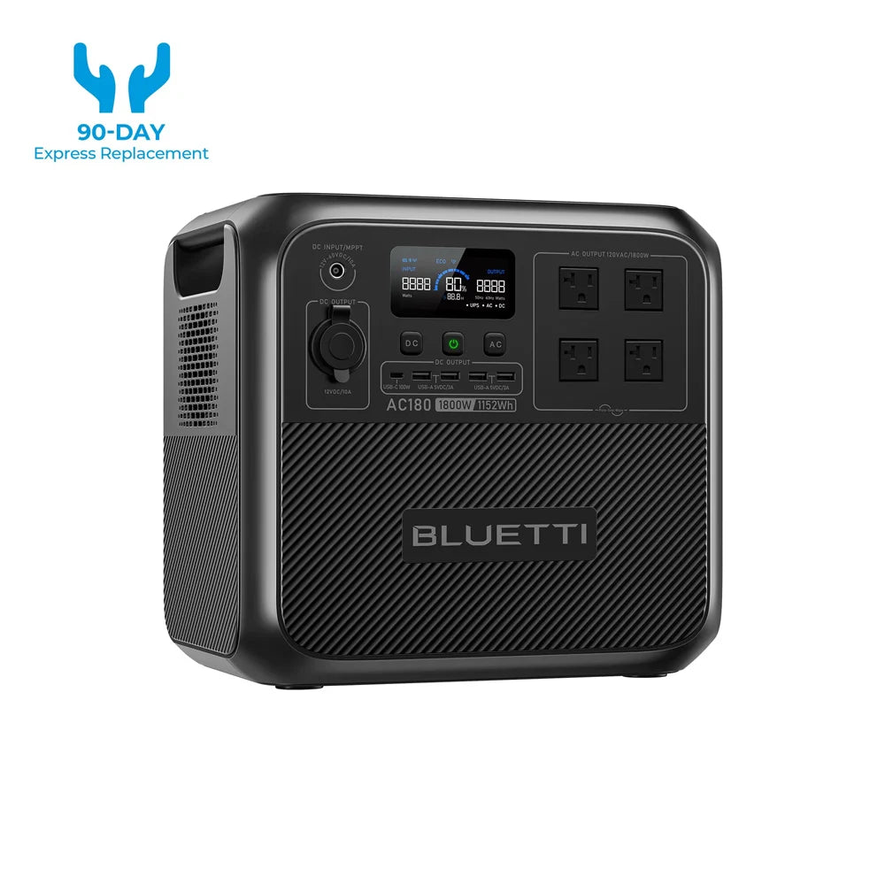 【Brand New】BLUETTI AC180 1152Wh 1800W Portable Power Station LiFePO4 Solar Generator 3500+ Cycles For Camping Hiking Fish