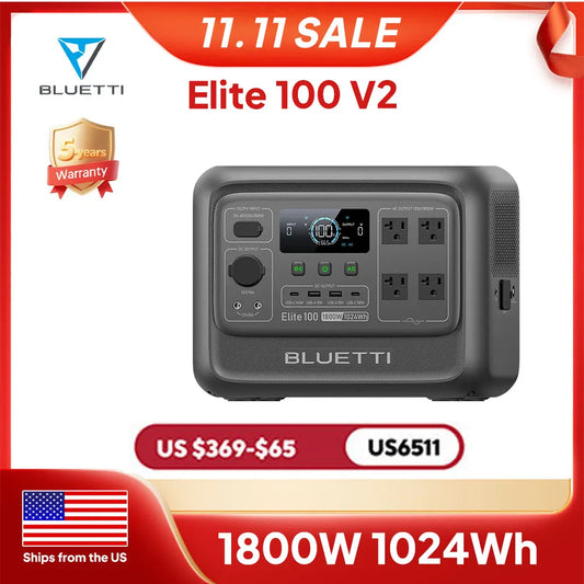 【Brand New】BLUETTI Elite 100 V2 Portable Power Station 1800W 1024Wh with Multiple Outputs for Outdoors & Emergency Use
