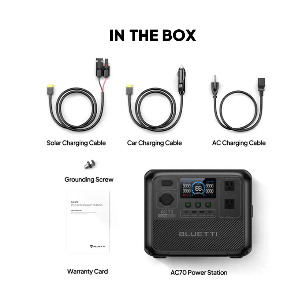 BLUETTI AC70 Portable Power Station | 1000W 768Wh Solar Generator for Outdoor Camping RV Travel Home Backup Emergency Power