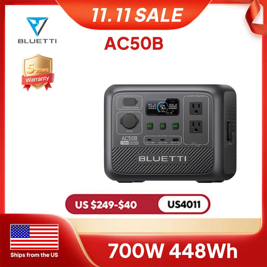 BLUETTI AC50B Portable Power Station | 700W 448Wh Compact Reliable Energy for Outdoor and Emergency Use