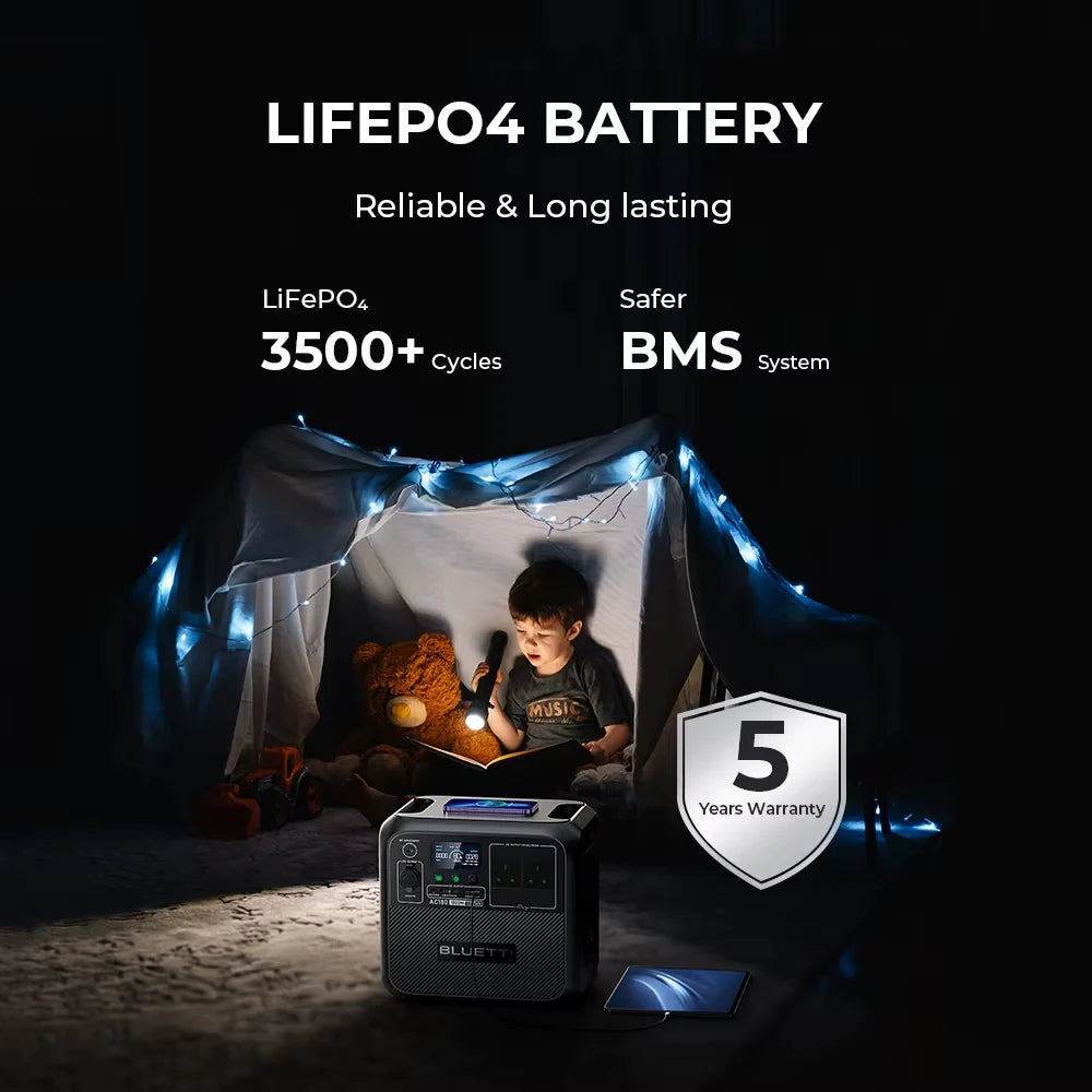 【Brand New】BLUETTI AC180 1152Wh 1800W Portable Power Station LiFePO4 Solar Generator 3500+ Cycles For Camping Hiking Fish