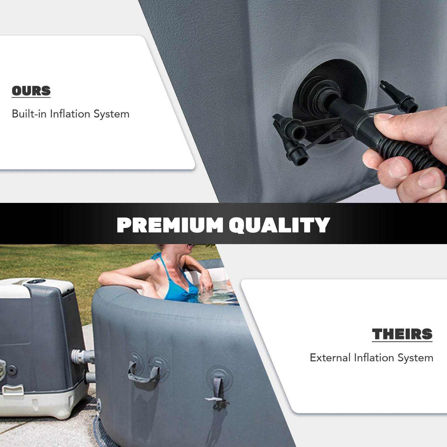 Outdoor 6 Person Round Whirlpool Inflatable Hot Tub Spa Jet 130 Massaging gray