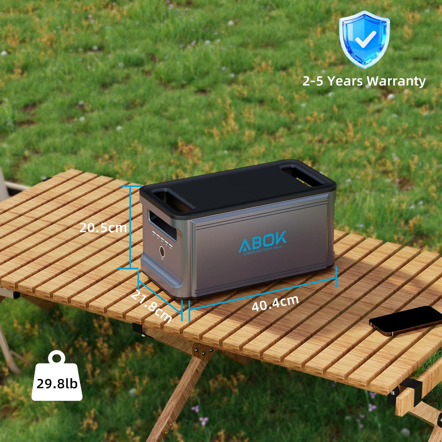 ABOK Ark2000 1536Wh Expansion Battery Pack Solar Generator for Road Trip Off-Grid Power Outage UPS Camping Hiking CPAP Emergency