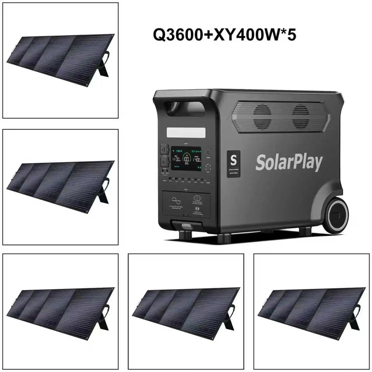 SOLARPLAY 3600W Portable Power Station 3840WH Outdoor Generator With Folable Solar Panels For Home Emergency Outdoor Camping