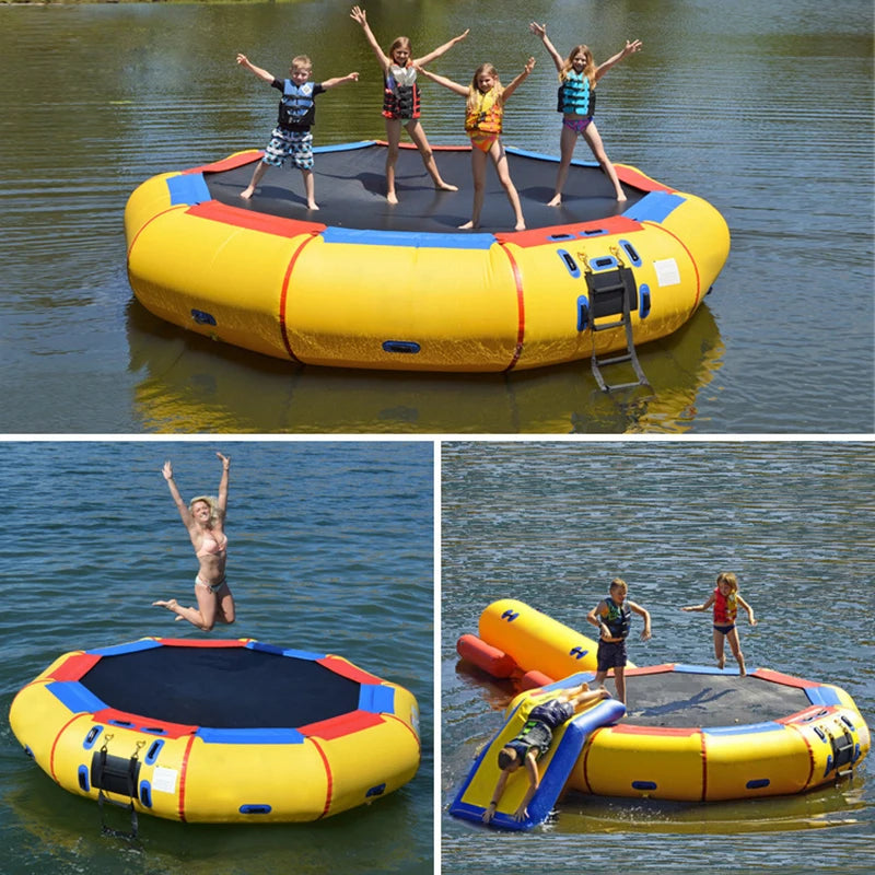 Outdoor Inflatable PVC Water Trampoline Bouncer Floating Jumping Bed Lake Play Equipment for Water Park Fun