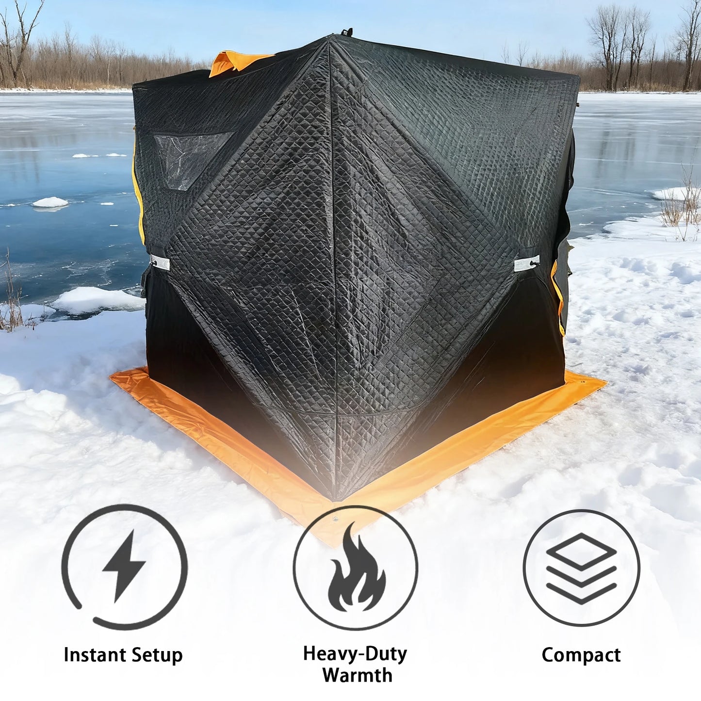 PAKICETUS Portable Outdoor Ice Fishing Shelter With Windproof Windows & Carry Bag Spacious Interior With Ventilation