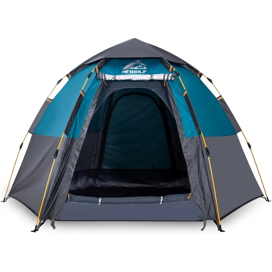 2/3/4 Person Camping Tent - Instant Pop Up Waterproof 2 Doors Tent with Easy Setup 3-Season Hexagonal Dome Design for Family Hi