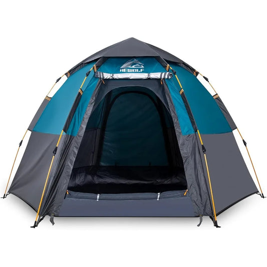 2/3/4 Person Camping Tent - Instant Pop Up Waterproof 2 Doors Tent with Easy Setup 3-Season Hexagonal Dome Design for Family Hi
