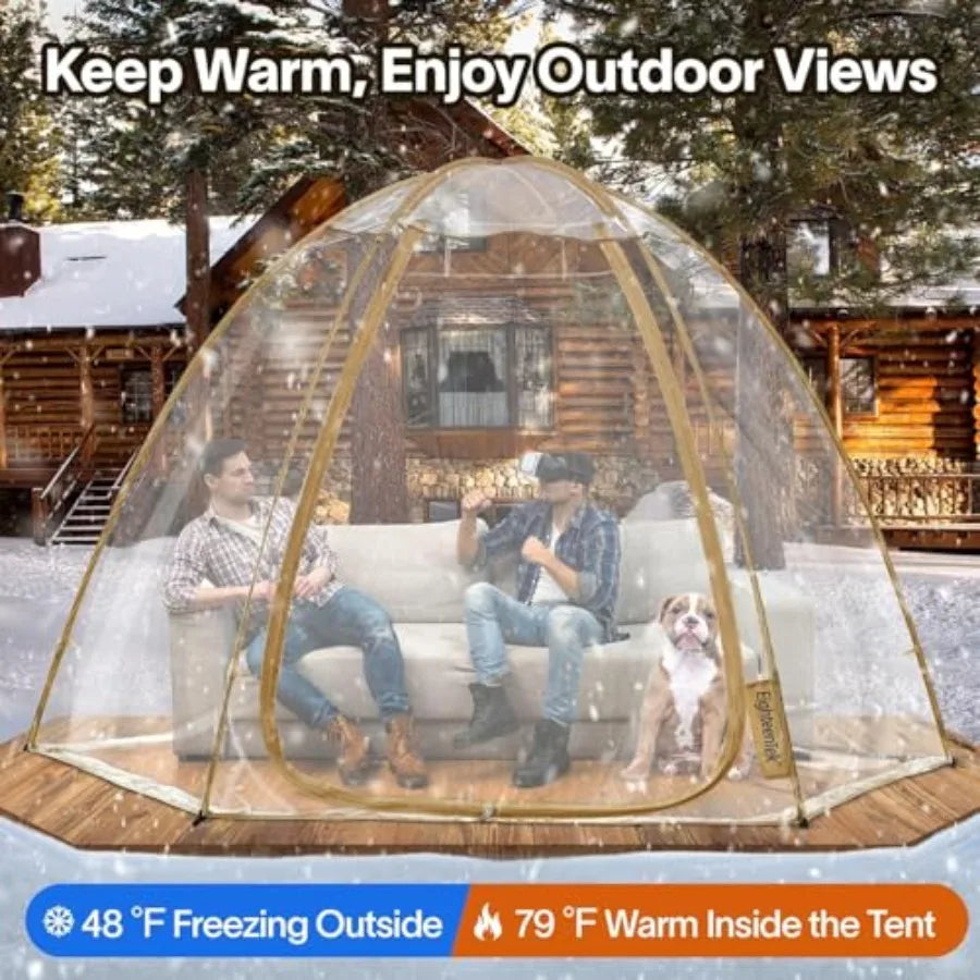Pop Up Bubble TentLarge Oversize Igloo Screen House 4-6 Person Cold Protection Outdoor Igloo Winter Tent Snaps Fit 10'x10'x6.5'