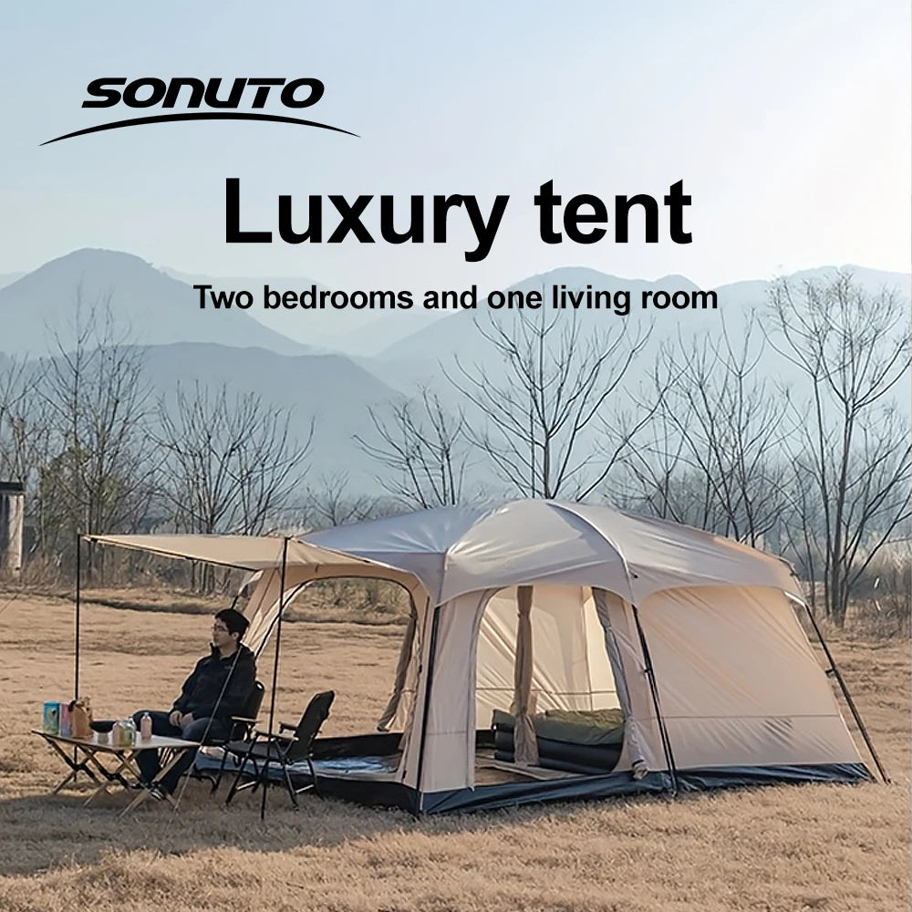 Sonuto Tent outdoor camping overnight two-bedroom portable thickened field awning camping equipment family gathering
