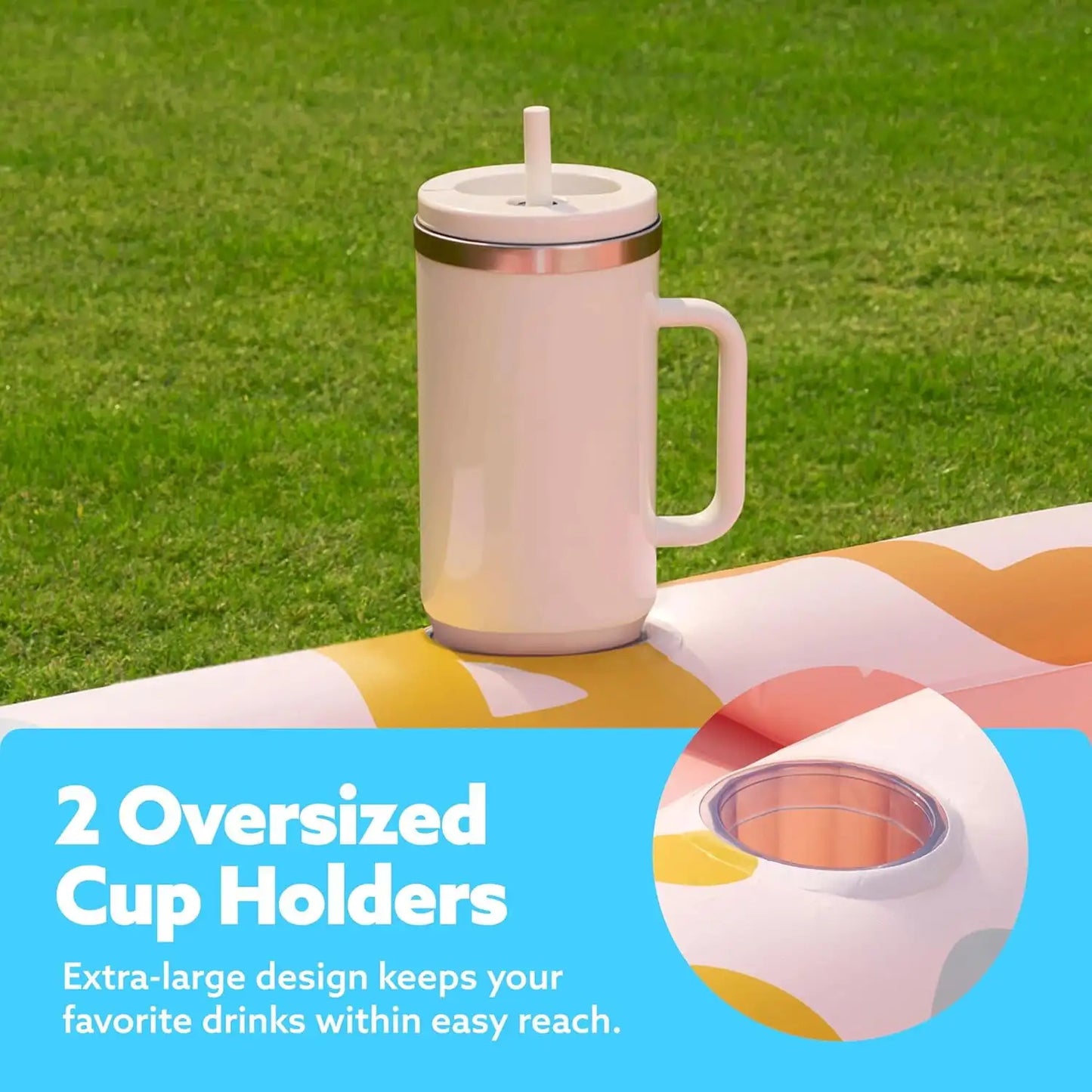 JOYFY Inflatable Tanning Pool Lounger Float 70" x 46" Pool Floats Adult 4 in 1 Suntan Tub Raft Floatie for Water Party Gifts