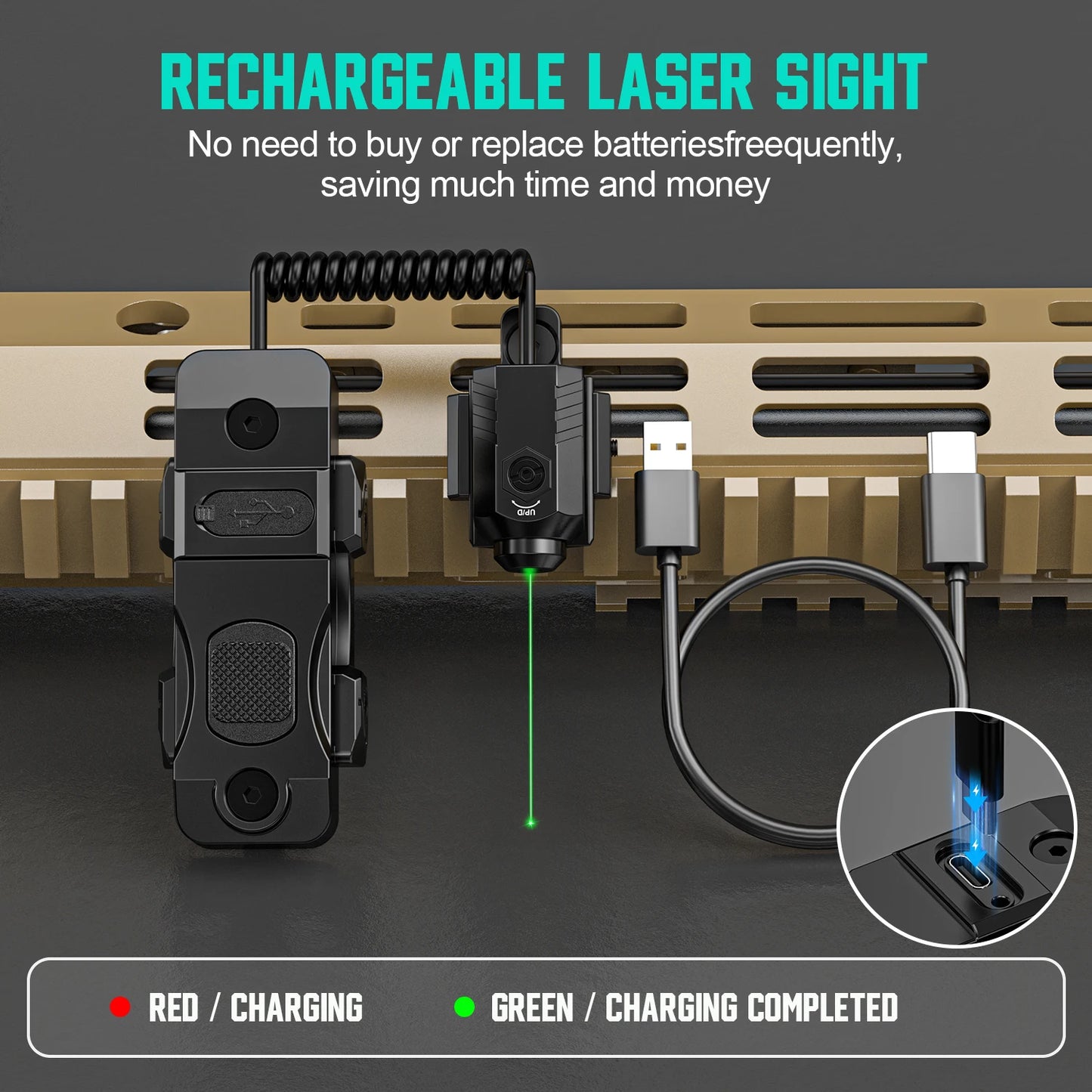 7004 charging mode, equipped with a green laser sight with mouse tail aiming assist function