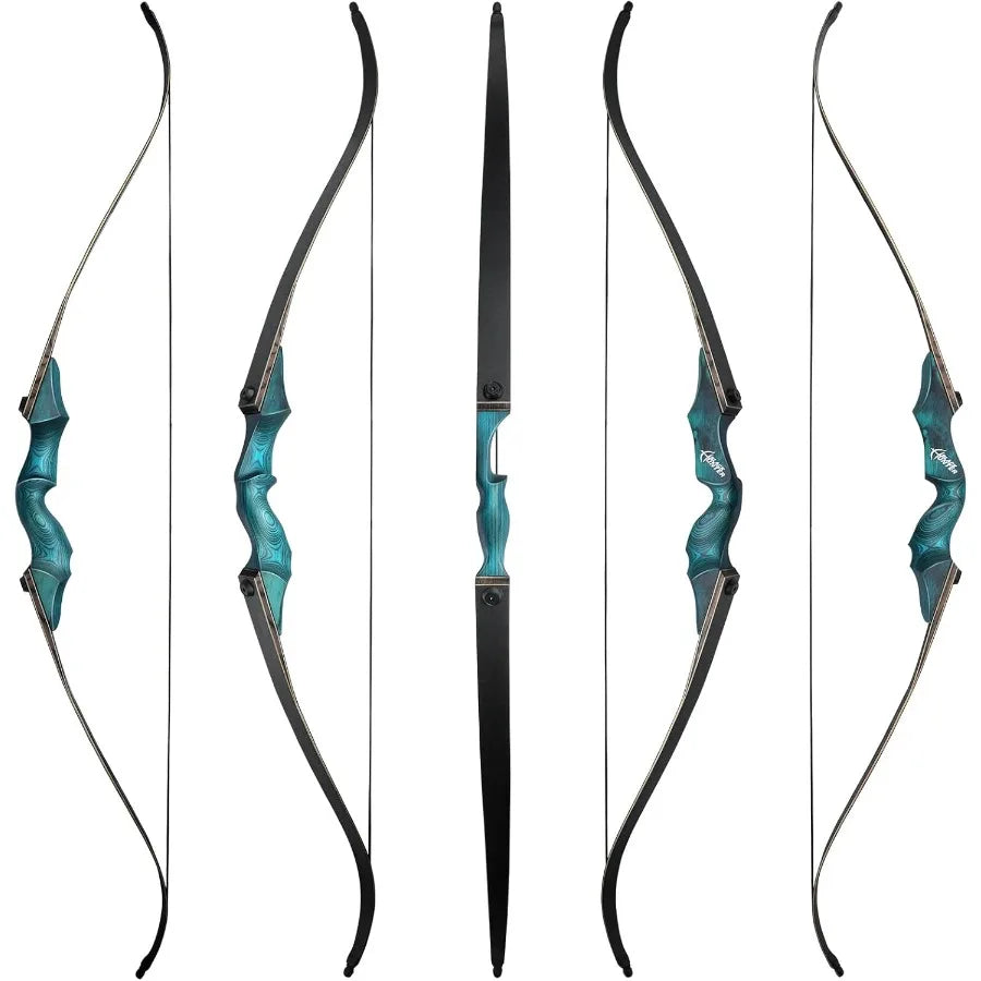 OBTOUTDOOR Black Hunter Takedown Recurve Bows for Adults Archery Bow Set Hunting Bow 60" 20-60 lbs Right Hand Wooden Riser with