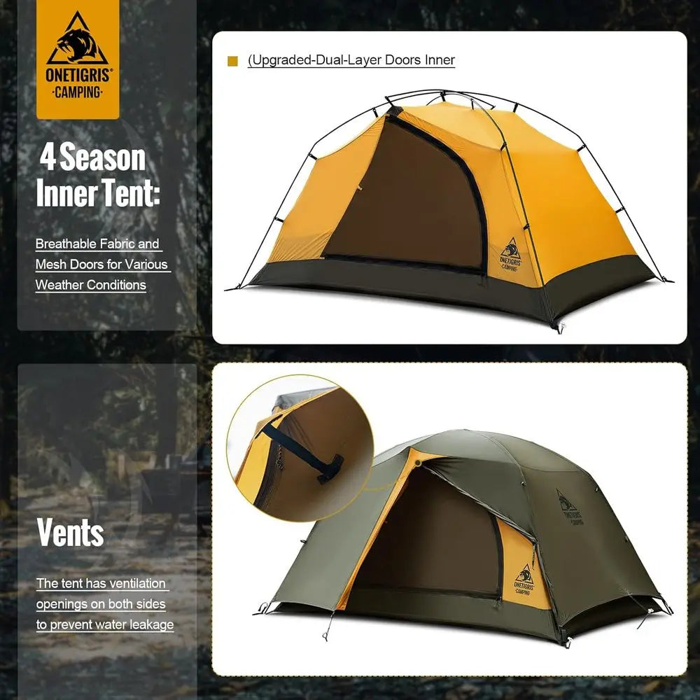 Stella 4-Season Waterproof Lightweight 2-Person Instant Setup Camping Tent for Backpacking and Hiking with 3000mm Rating