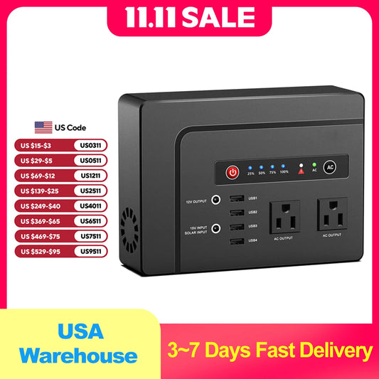 Portable Power Station 200W, 146Wh Portable Solar Generator Battery Backup Power Supply for Outdoor Camping Travel Outdoor Home