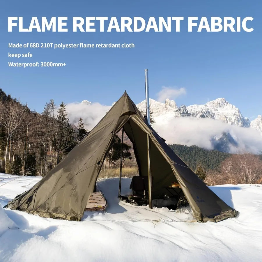Ranch Fire Teepee Tent Cold Weather Winter Hot Tent with Stove Jack 4-6 Person Waterproof Windproof 4 Season Tents for Camping