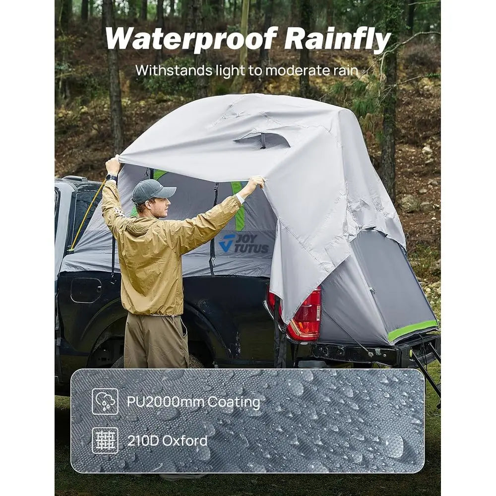 Portable Double Layer Waterproof Truck Bed Tent for 2 People, 5ft Length, Green, Aluminum Poles, PU2000mm Rated