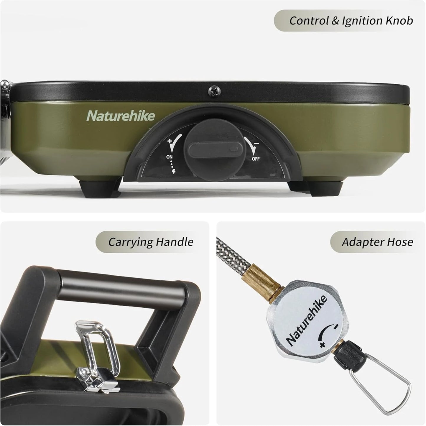 Naturehike Folding Double Fire Gas Stove Portable Camping Isobutane Gas Stove with 16000 BTU Adjustable Burners Piezo Ignition