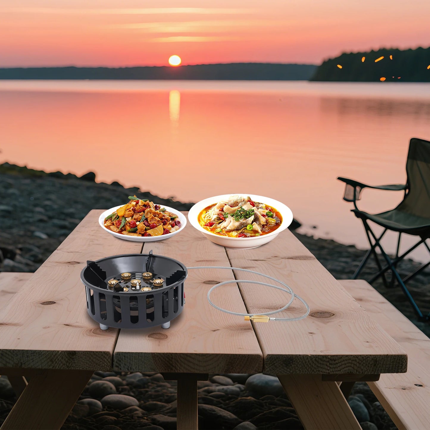 Camping Stove Outdoor Burner Portable Stove with 3 Adapters Gas Stove matching storage bag for frying steaming boiling picnic