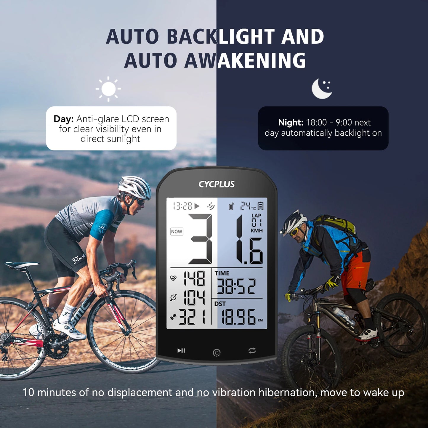CYCPLUS M1 GPS Wireless Bike Computer With BLE 5.0/ANT+ with 2.9" LCD Screen Auto Backlight IPX6 Waterproof