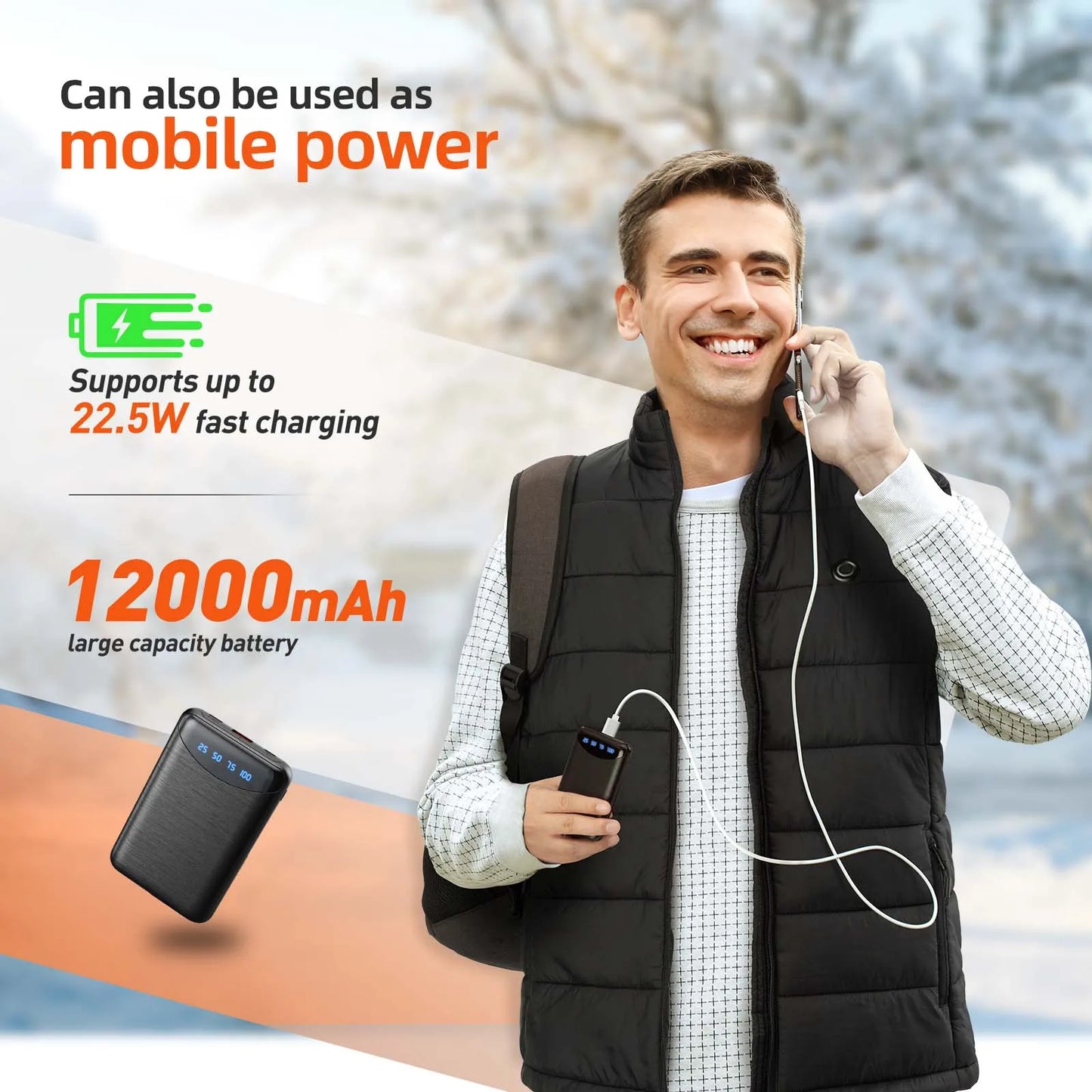 Heated Vest With APP Control Men Jacket Heated Winter Womens Heater Jacket Thermal Vest Body Warmer Outdoor Sports Coat