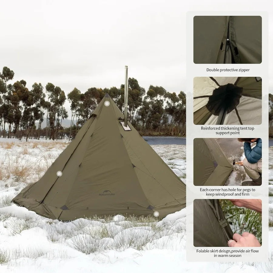 Ranch Fire Teepee Tent Cold Weather Winter Hot Tent with Stove Jack 4-6 Person Waterproof Windproof 4 Season Tents for Camping