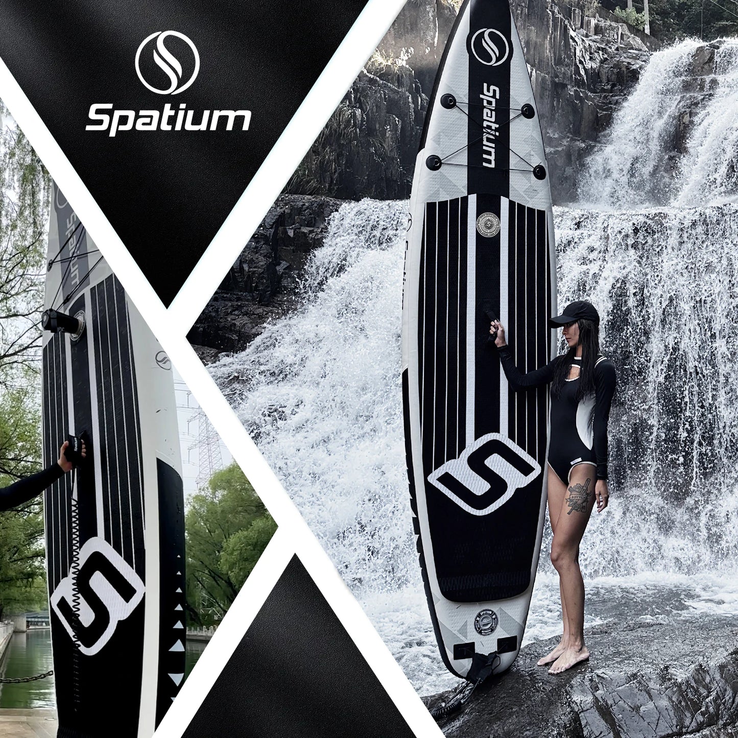 Spatium Touring Paddle Board Inflatable Stand Up Paddle Board Non-Slip Surf Board Water Sports Kayak Surf Set with Pump Backpack