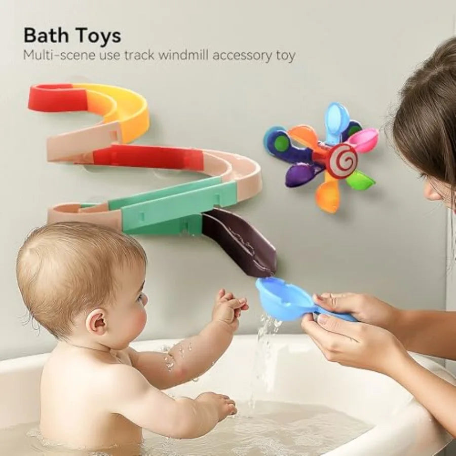 Sand and Water Table for Toddlers, 4 in 1 Kids Wooden Sensory Activity Table with 2 Storage Bins, Painting Acrylic Board, Slide