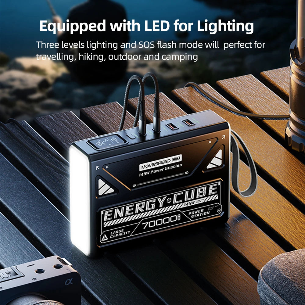MOVESPEED LED Camping Lantern 70000mAh Large Capacity Battery w/ Rechargeable Lamp LED Emergency Light for Outdoor Power Outage