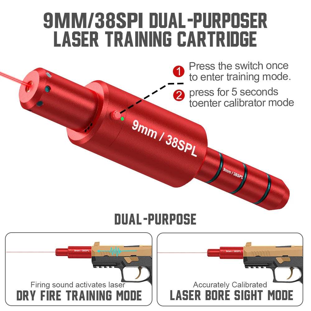 9MM dual-purpose magnetic suction laser training bullet, red dot laser training bullet, dry powder laser training bullet