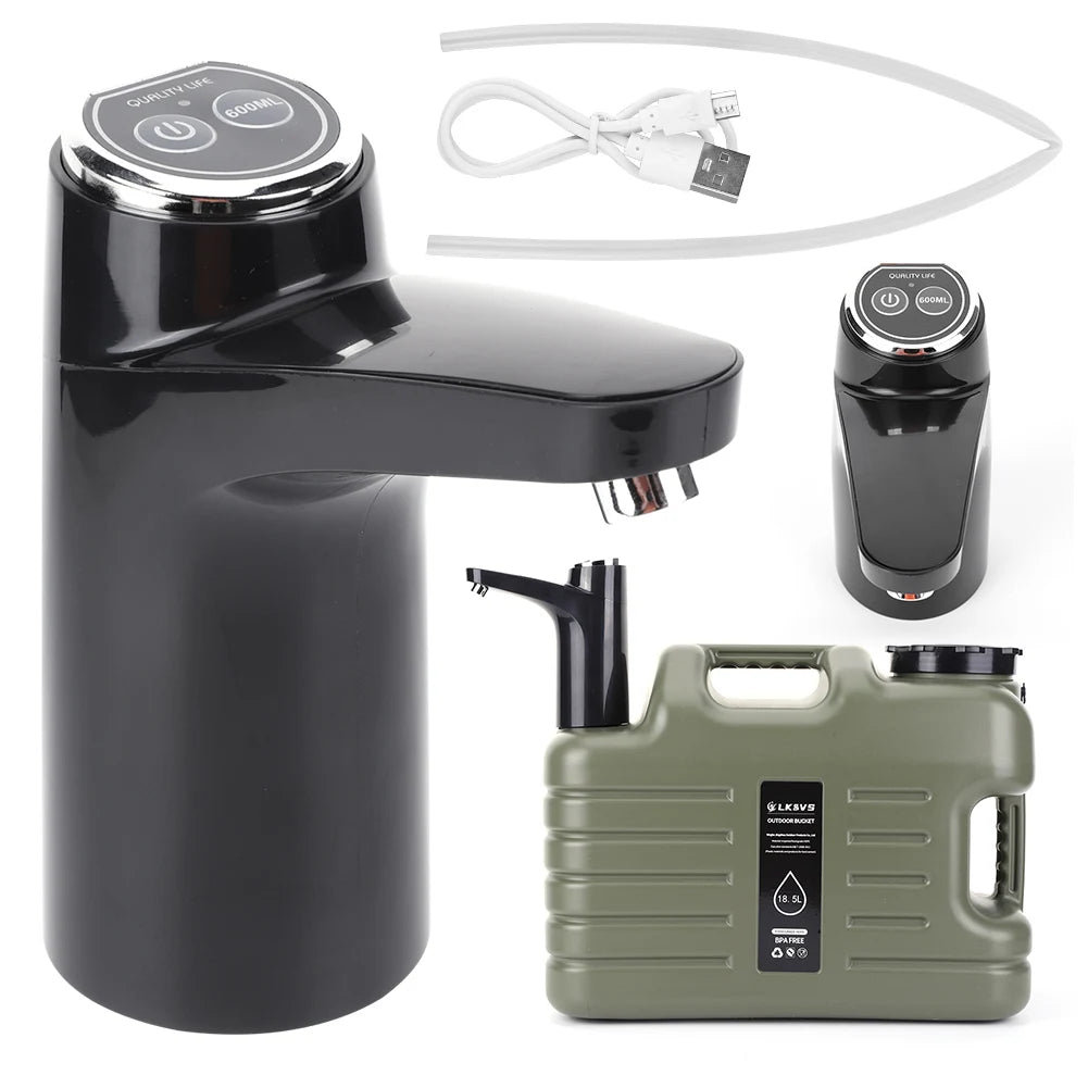 Wireless Water Pumping Device USB Rechargeable Mini Water Pump One Key Switch Auto Water Pump for Camping Water Tank