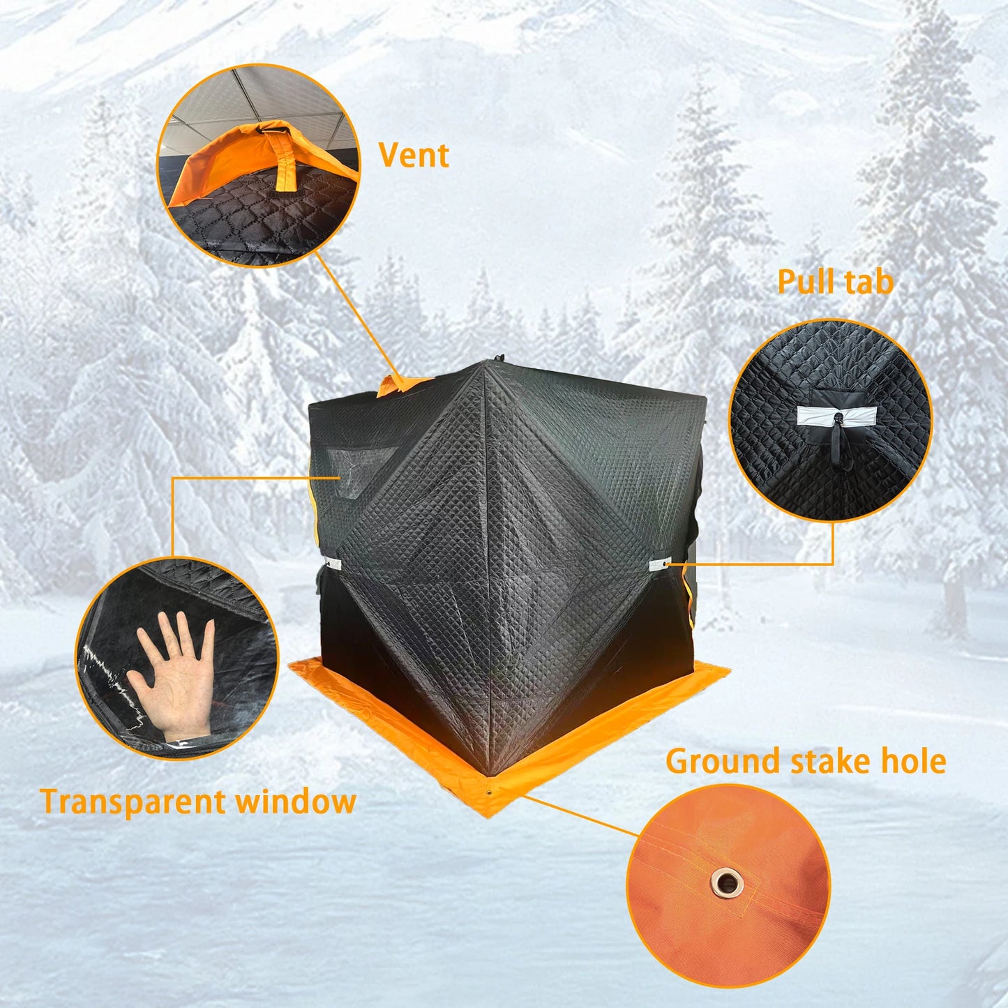 PAKICETUS Portable Outdoor Ice Fishing Shelter With Windproof Windows & Carry Bag Spacious Interior With Ventilation