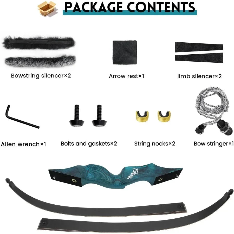 OBTOUTDOOR Black Hunter Takedown Recurve Bows for Adults Archery Bow Set Hunting Bow 60" 20-60 lbs Right Hand Wooden Riser with