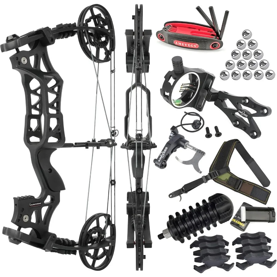 ZSHJGJR Compound Bow Dual-use for Arrows and Steel BallHunting Bows 40-70lbs Adjustable Short-Axis Compound Bow Set for Archery