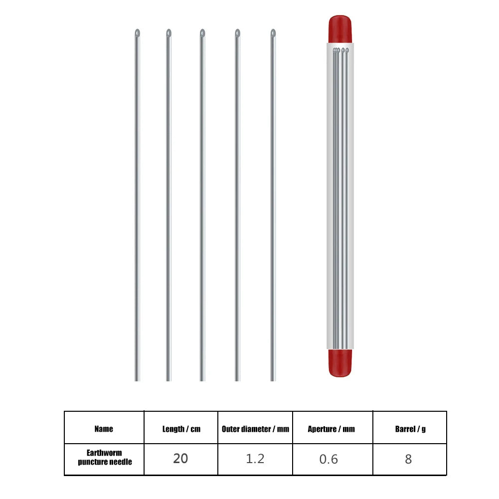 5pcs Earthworm Hooking Needle Portable Hollow Fishing Worm Penetrating Driller