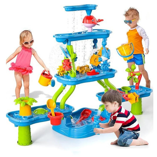 4-Tier Kids Sand Water Table Children's Beach Toys Summer Beach Children DIY Parent-child Interactive Outdoor Garden Bunker Set