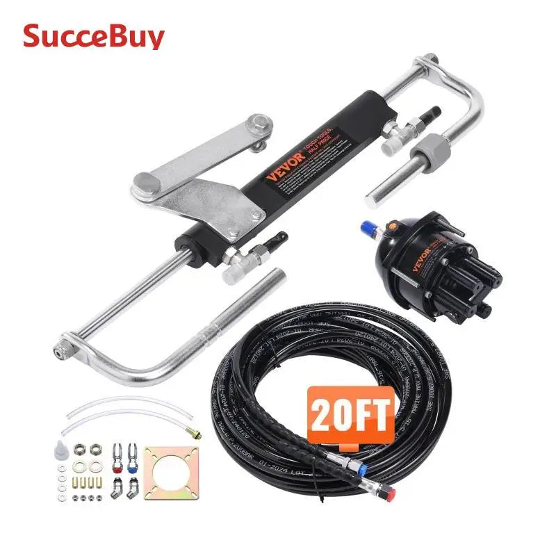 SucceBuy Hydraulic Outboard Steering Kit 90HP Marine Boat Hydraulic Steering System for Single Station Single-Engine Boats Use