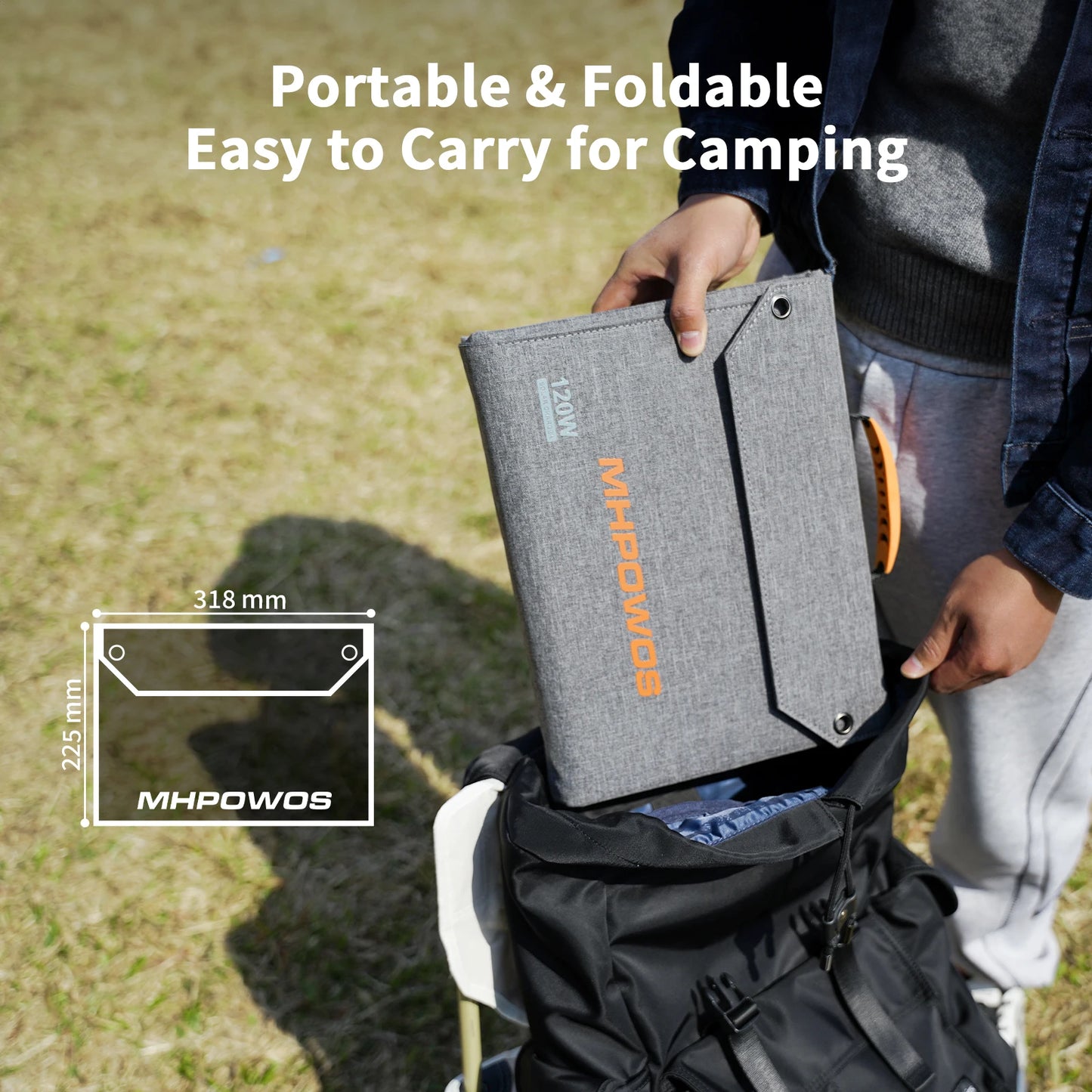 MHPOWOS 120W 80W 40W Portable Solar Panel 23.5% High Efficiency Foldable Solar Charger for Camping, RV, Emergency Power Supply